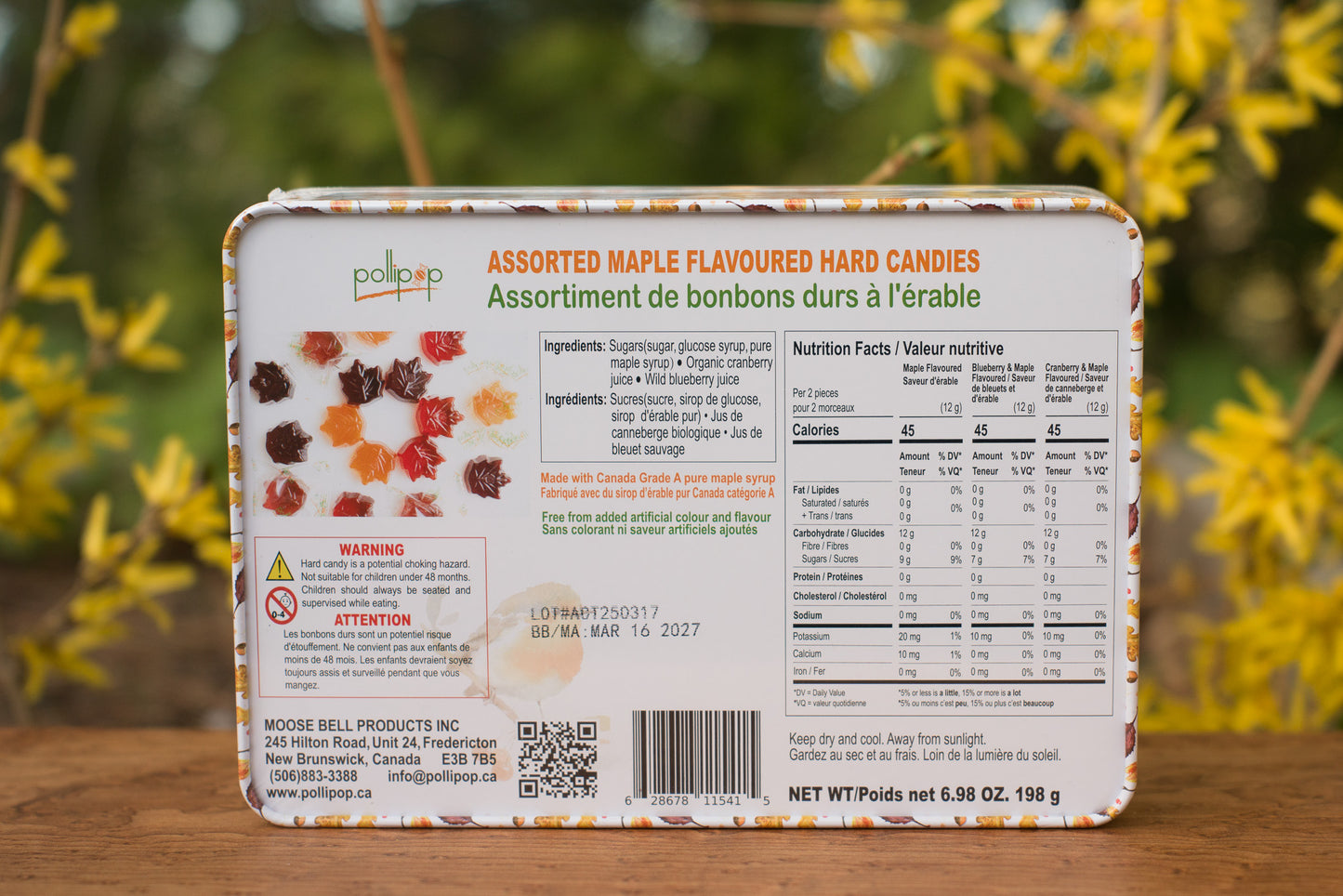 Assorted Maple Hard Candy Gift Tin/Boîte de bonbons durs assortis à l'érable 198g/piece