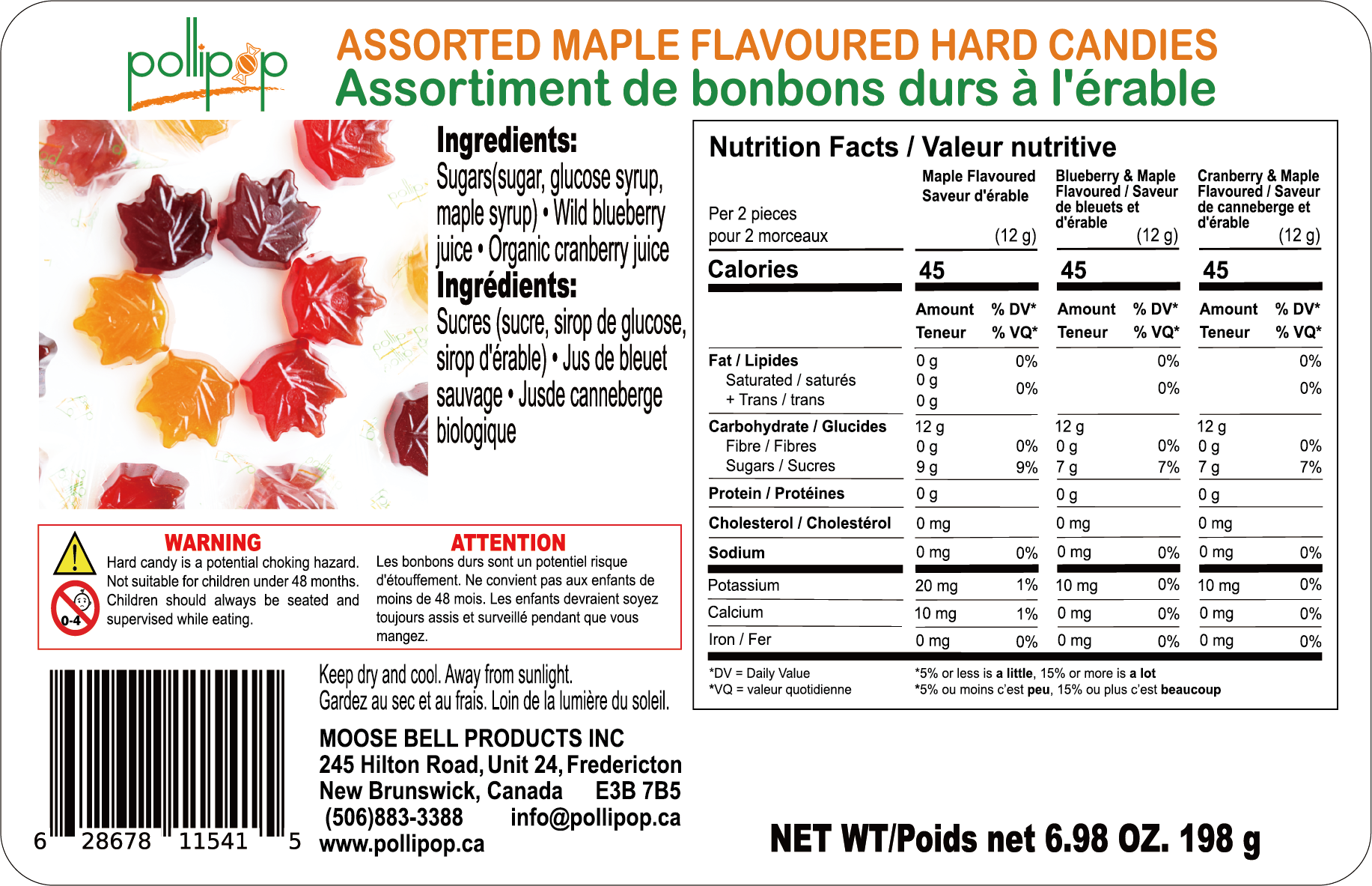 maple candy blueberry cranberry hard candy Pollipop Canada gift souvenir